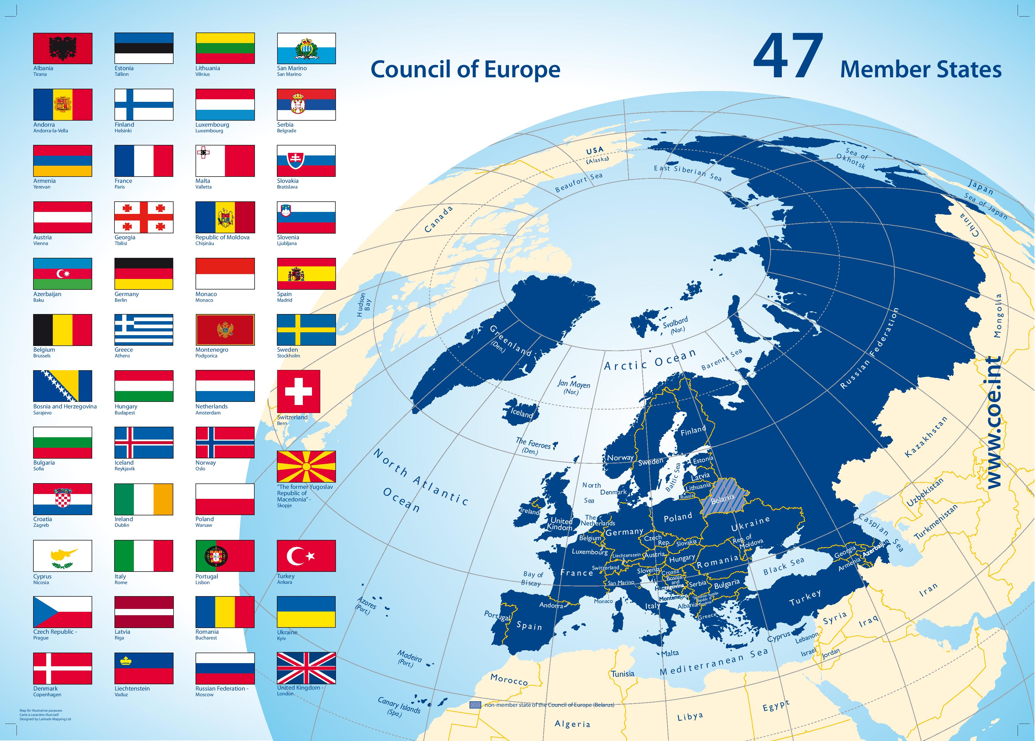 Map of the 47 Member States of the Council of Europe